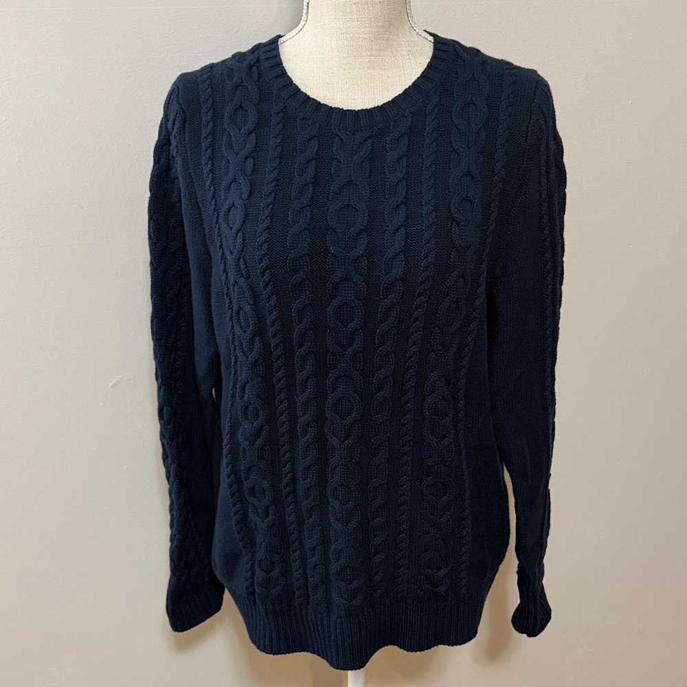 L.L. Bean Navy‎ Cable Crewneck Sweater - Women